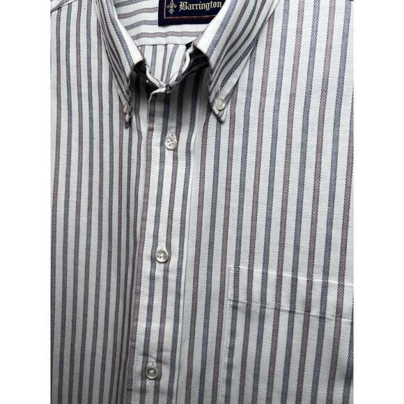 Barrington Men’s Button Down Oxford Shirt Short Sleeve Striped Size 17 - Picture 3 of 9